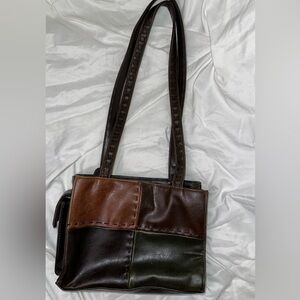 Brown Patchwork Leather Handbag